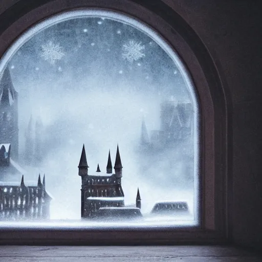 Prompt: digital art of hogwarts, winter, fog, christmas morning, 8 k, dramatic light, shadow, smooth