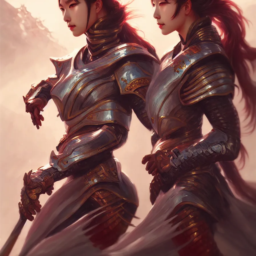 Image similar to portrait hero action pose of futuristic female knights of zodiac, chinese dragon concept art, d & d, highly detailed, digital painting, artstation, sharp focus, illustration, art by tan zi and ayanamikodon and alphonse mucha and wlop