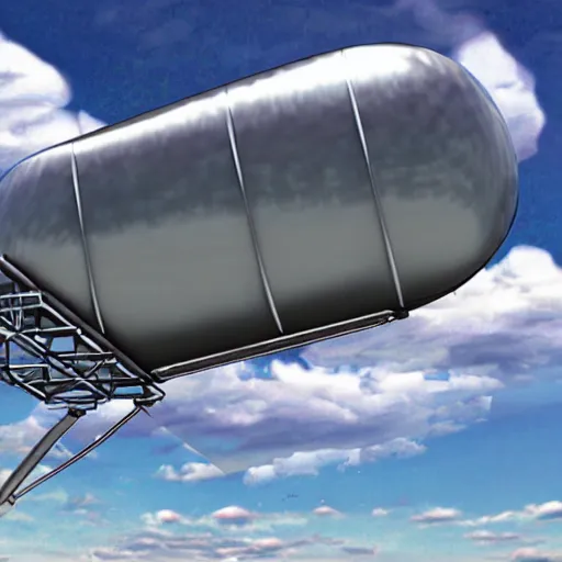 Prompt: an inflated stainless steel chrome gondola in the clouds, solarpunk