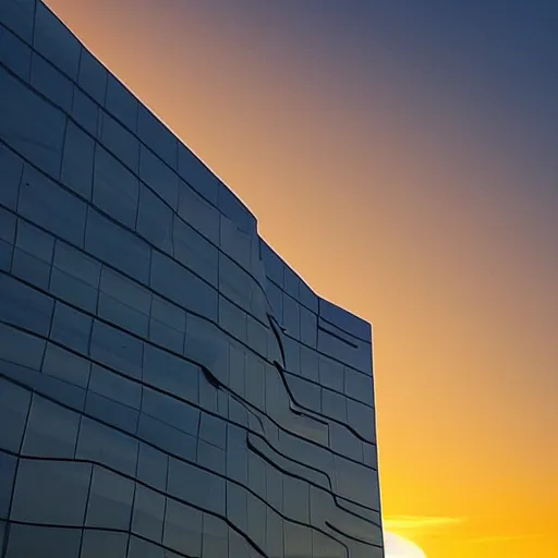 Prompt: impossible architecture stretching out to the horizon with a golden sunset