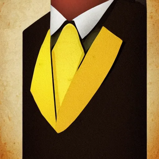 Image similar to A lemon wearing a suit and tie, full body portrait, vintage photo, ultra detailed, creative, dynamic lighting, cinematic, trending on art station