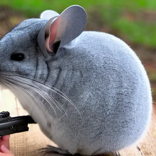 Image similar to chinchilla with a gun