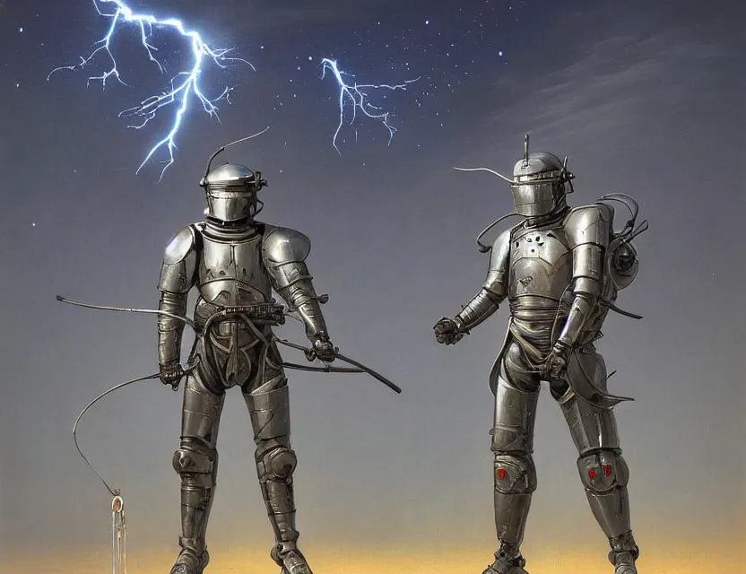 Image similar to a detailed portrait painting of a lone bounty hunter in combat armour and visor. cinematic sci-fi poster. Flight suit and wires, accurate anatomy. Samurai influence, knight influence. fencing armour. portrait symmetrical and science fiction theme with lightning, aurora lighting. clouds and stars. Futurism by moebius beksinski carl spitzweg moebius and tuomas korpi. baroque elements. baroque element. intricate artwork by caravaggio. Oil painting. Trending on artstation. 8k