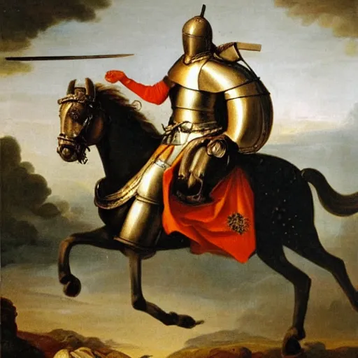 Image similar to Knight in armor,baroque painting,oil canvas,masterpiece