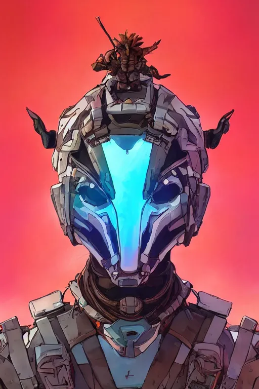 Image similar to combination suit armor aloy horizon forbidden west horizon zero dawn robot ninja mask helmet backpack tribal, art gta 5 comics, official fanart behance hd artstation by jesper ejsing, by rhads, makoto shinkai and lois van baarle, ilya kuvshinov, ossdraws radiating a glowing aura cgi rtx 2 0 2 2