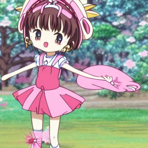 Prompt: Sakura Kinomoto from cardcaptor sakura ghibl movie style, miyazaki