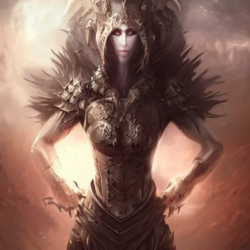 Image similar to a haunting ghast warrior, photo, professionally retouched, dramatic lighting, wearing bone armor, illuminated by moonlight, realistic, scared face, demonic, predator eyes, wide angle, sharp focus on eyes, 8 k high definition, insanely detailed, intricate, elegant, art by artgerm and wlop