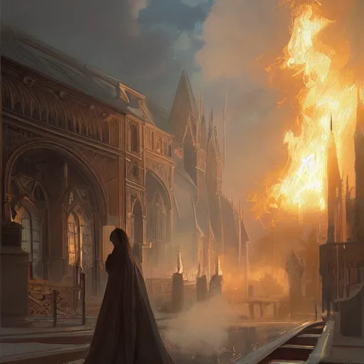 Prompt: ultra realistic illustration, a church on fire, highly detailed, digital painting, artstation, concept art, smooth, sharp focus, illustration, art by artgerm and greg rutkowski and alphonse mucha