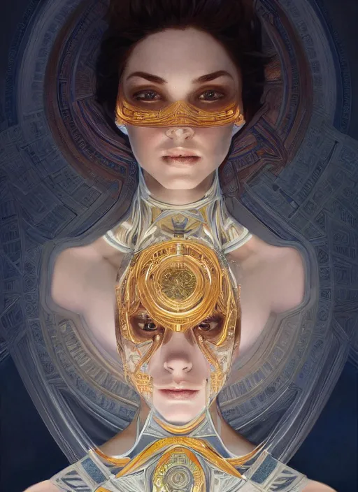 Image similar to symmetry!! jade, machine parts embedded into face, intricate, elegant, highly detailed, digital painting, artstation, concept art, smooth, sharp focus, illustration, art by artgerm and greg rutkowski and alphonse mucha, 8 k