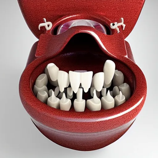 Image similar to a demonic toilet bowl with human teeth