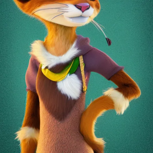 Image similar to princes jasmin, anthropomorphic cat, in the style of zootopia, highly detailed, far shot