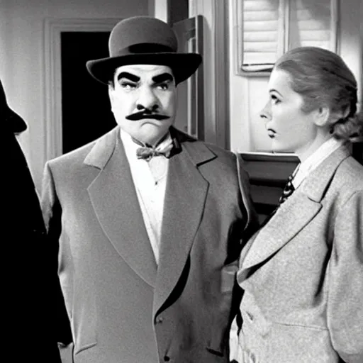 Image similar to scene of the hercule poirot tv serie featuring david suchet