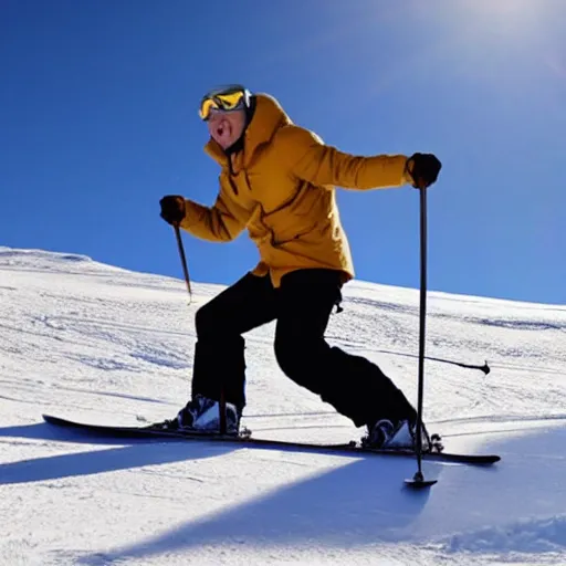 Prompt: photo of a guy skiing on ice cream!!!!!!