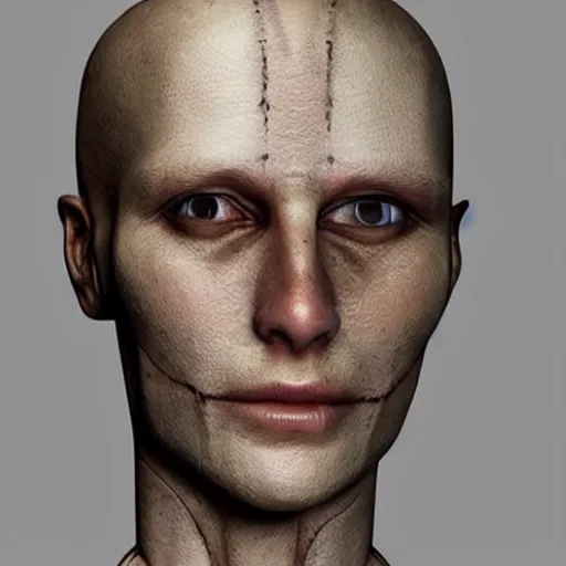 Prompt: Uncanny Valley human like robot. Hyper realistic, detailed disturbing