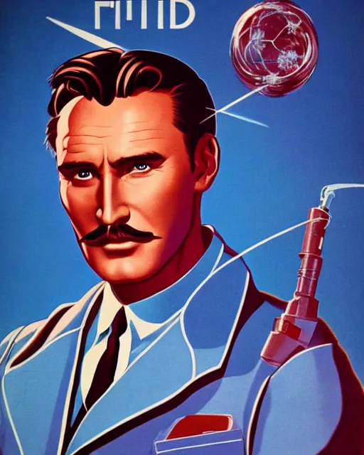Prompt: Errol Flynn as a scientist. 1980s dystopian Soviet Russia, propaganda screens. Unreal engine, fantasy art by Ilya Kuvshinov. Faithfully depicted facial expression, perfect anatomy global illumination, radiant light, detailed and intricate environment