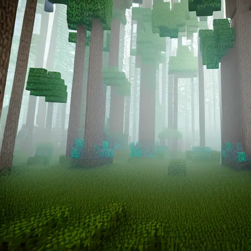 Prompt: atmospheric render of a forest, minecraft, rendered with blender, 4 k, rtx