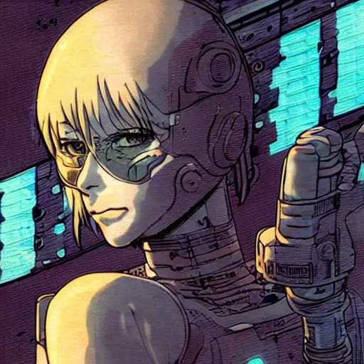 Image similar to android, killer - girl, full body, close - up, 1 / 6 katsuya terada, style of cyberpunk, night, city,