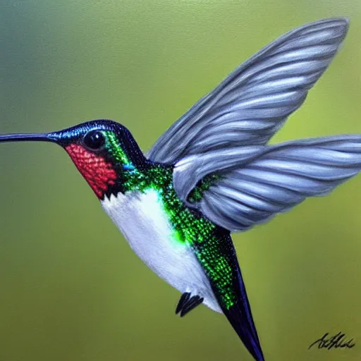 Prompt: painting of a hummingbird, ultra realistic, beautiful