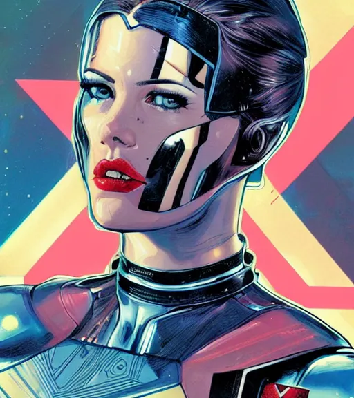 Image similar to portrait of a female android, by DC comics and Sandra Chevrier