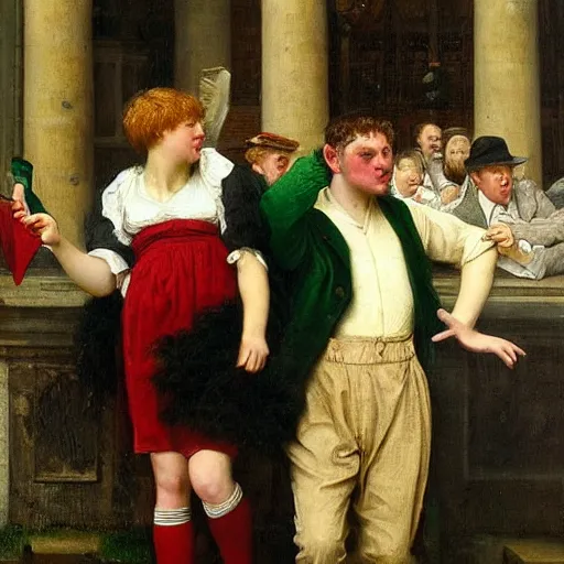 Image similar to drunk English football fans by Edward Poynter