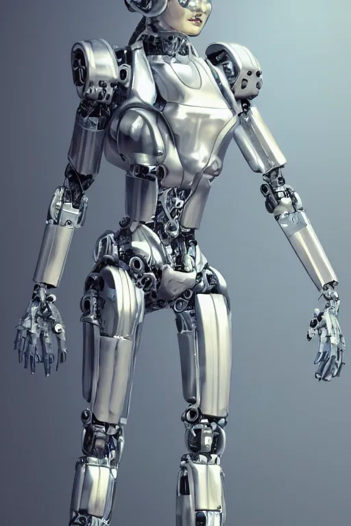 Prompt: full body cyborg female concept, hydrologic pistons, humanoid form, robot servo, metalized mecha muscle, monkey limbs, digital art, in the style of ben lol, brian sum, ramil sunga, herbert lowis, furio tedesschi, christopher cao, artstation, pinterest, deviantart, photoshop, octane render, unreal engine