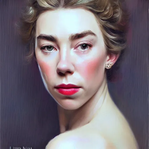 Prompt: vanessa kirby as princess margaret, a beautiful closeup oil painting smooth face, wet lips, perfect eyes, insanely detailed, elegant, by wlop, livia prima, mucha,