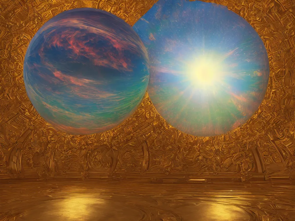 Prompt: 3 d render, sunlight study, the universe is a spheroid region 7 0 5 meters in diameter, art nouveau, by frederic edwin church and ( ( ( ( ( lisa frank ) ) ) ) ), 8 k, sharp focus, octane render