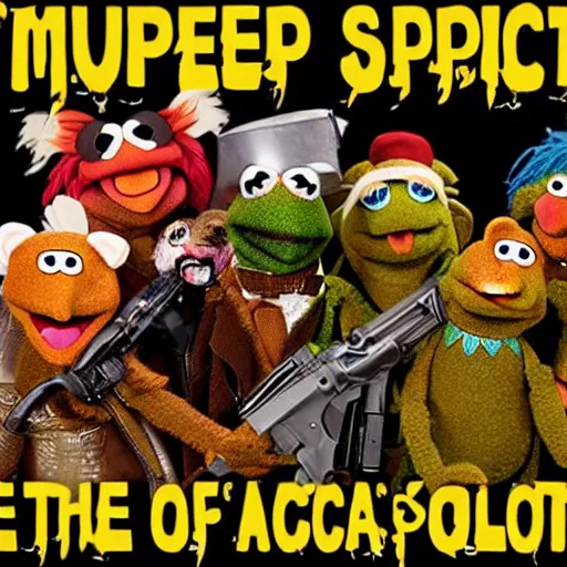 Prompt: muppet puppet special forces. epic action military vfx movie poster.