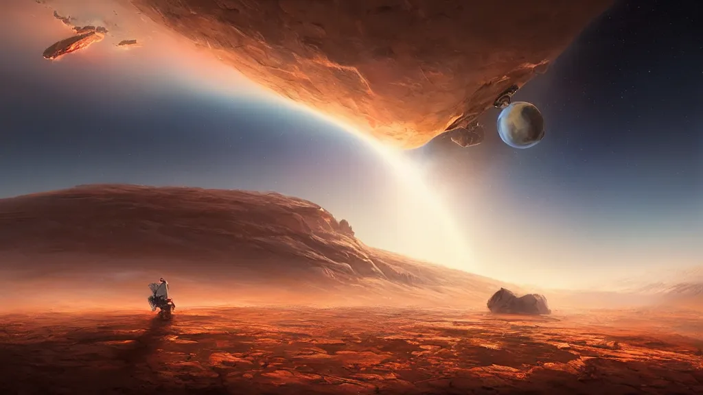 Prompt: the collision of the mars and the earth, art by Jessica Rossier,