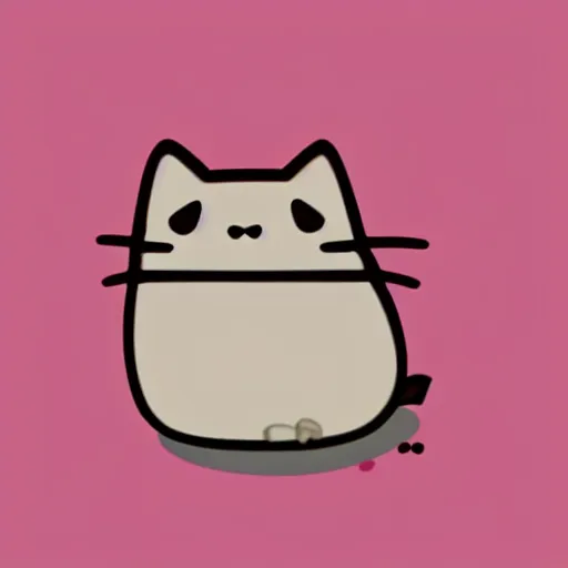 Prompt: Kirby as Pusheen the cat, cartoon illustration, cute