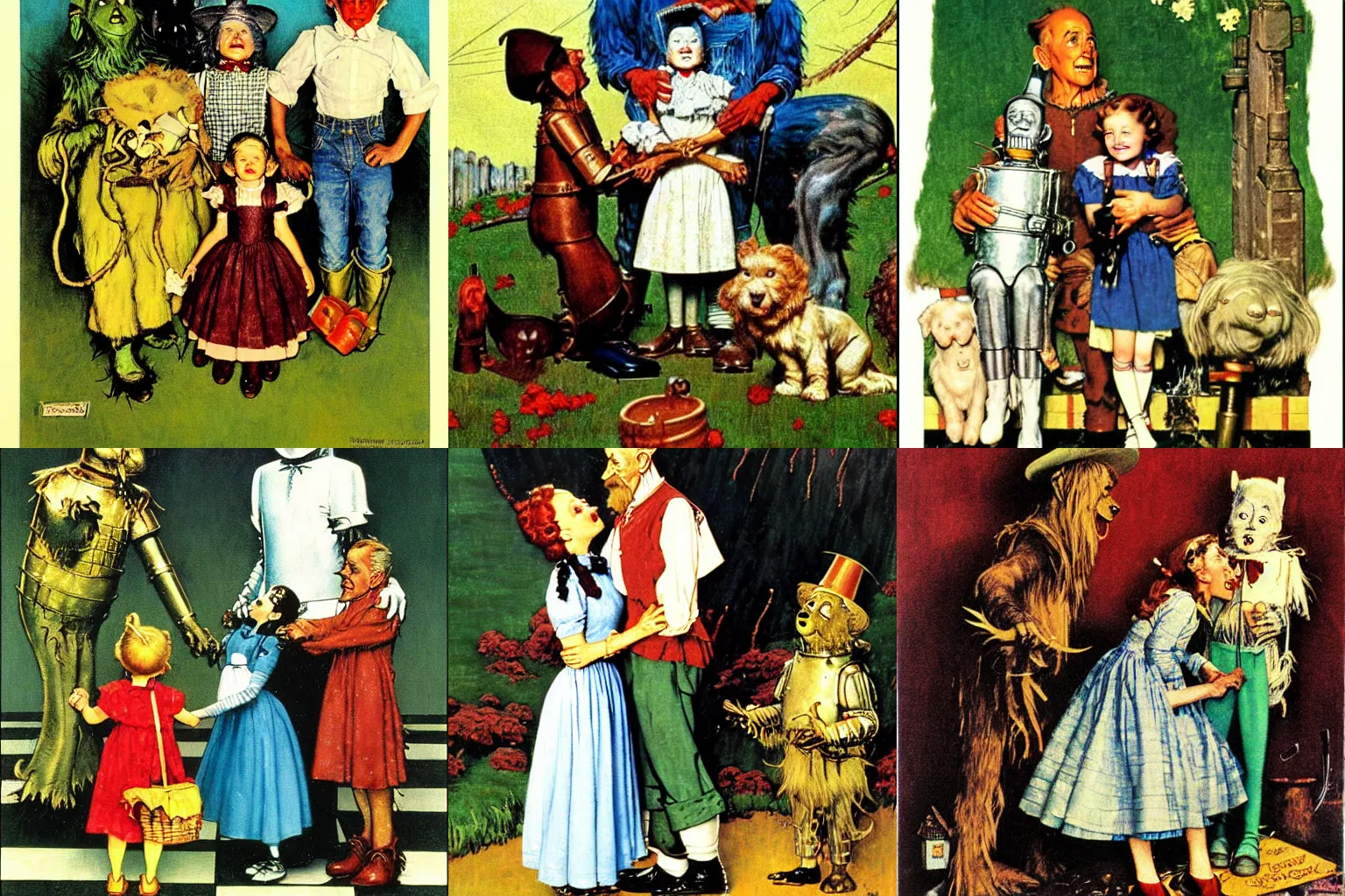 Prompt: painting for the wizard of oz, by norman rockwell