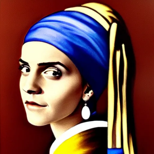 Image similar to painting of emma watson with the pearl earring