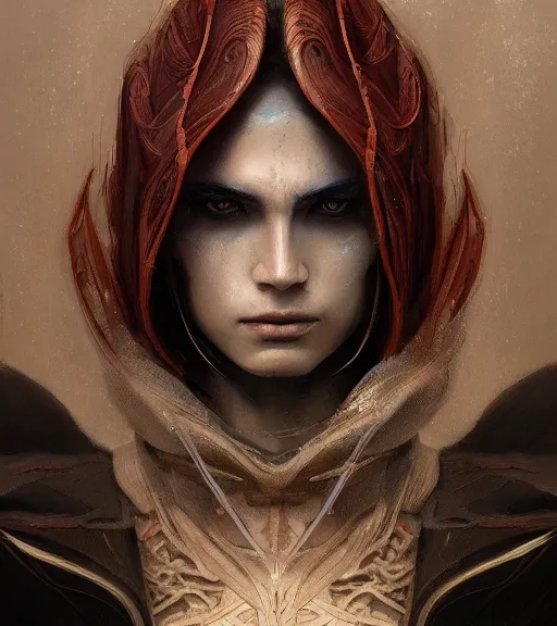 Image similar to portrait of a male dark Jedi by karol bak, WLOP, James Jean, tom bagshaw, rococo, trending on artstation, glossy eyes, face, fantasy, intricate, elegant, highly detailed, digital painting, concept art, smooth, sharp focus, illustration, cinematic lighting, hyper realism, octane render, 8k, hyper detailed.