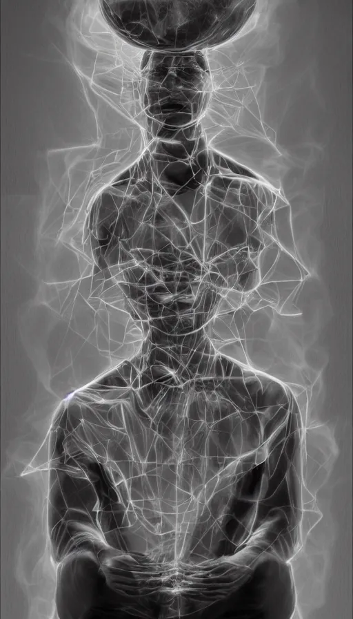 Image similar to portrait of a digital shaman, by jason de graaf