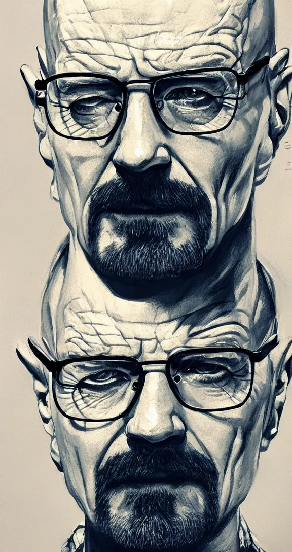 Prompt: a highly detailed beautiful portrait of walter white, neon lights, by gregory manchess, james gurney, james jean