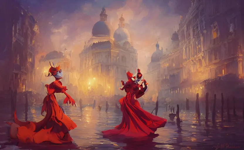 Prompt: the enchanted venice carnival dream with dancing masked people, behance hd artstation by jesper ejsing, by rhads, makoto shinkai and lois van baarle, ilya kuvshinov, ossdraws