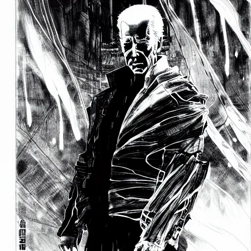 Image similar to Joe Biden looking sinister, by Tsutomu Nihei, highly detailed