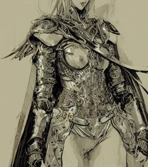 Image similar to portrait of anime woman in armor, pen and ink, intricate line drawings, by craig mullins, ruan jia, kentaro miura, greg rutkowski, loundraw