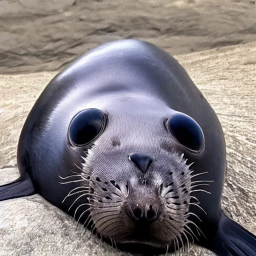 Image similar to a photo of a baikal seal with matte eyeballs, 4k ultra hd, trending on instagram