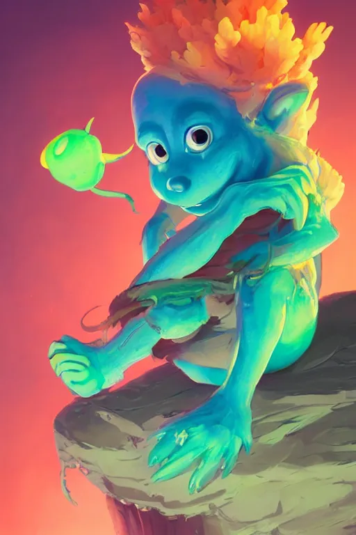 Image similar to smurf ghost creature animal sushi cristal very big eye roots cactus elemental flush of force nature micro world fluo fishscale, behance hd by jesper ejsing, by rhads, makoto shinkai and lois van baarle, ilya kuvshinov, rossdraws radiating a glowing aura global illumination ray tracing hdr