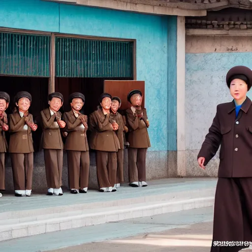 Prompt: daily life in North Korea, award winning photography, full shot, outdoor, natural light, high details, 4 k