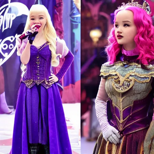 Prompt: queen mal from descendants, disney, dove cameron