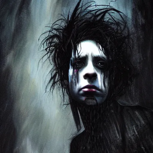Prompt: stunning portrait of gaunt daniel ash a ( the cure fan ) as dream from sandman, dim stars as eyes, by jeremy mann, by cedric peyravernay, by by russ mills, by richard avedon and ben templesmith, dramatic lightning, sadness, dark eye sockets, in the shadows, punk rock, gothic, high detailed, 8 k