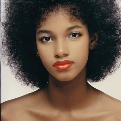 Image similar to photo of a beautiful 1 9 8 7 black young female model