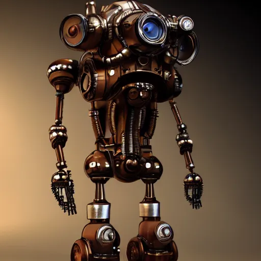 Image similar to Steampunk robot, detailed, photorealistic, unreal engine, studio lighting