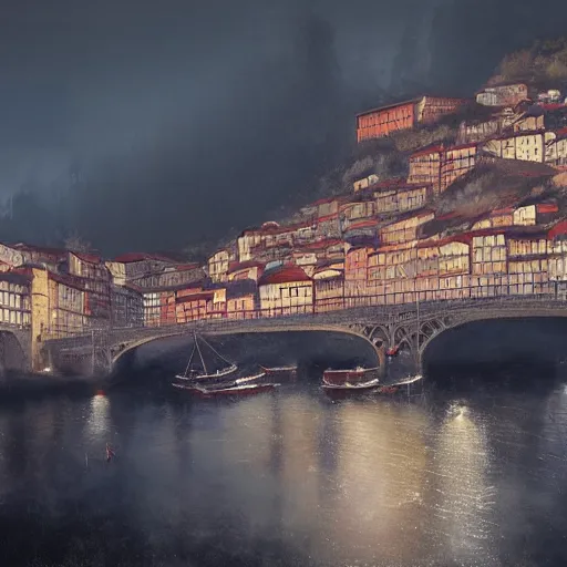 Image similar to the city of porto in portugal, dreamy landscape, darek zabrocki, karlkka, trending on artstation, 8 k