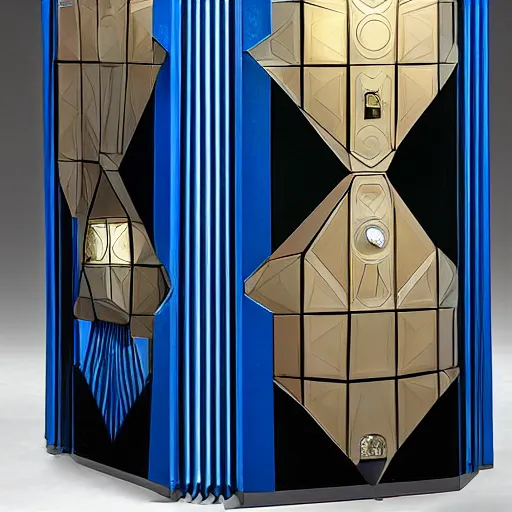 Image similar to Art Deco Tardis console, by buckminster fuller and syd mead, intricate contemporary architecture, photo journalism, photography, cinematic, national geographic photoshoot