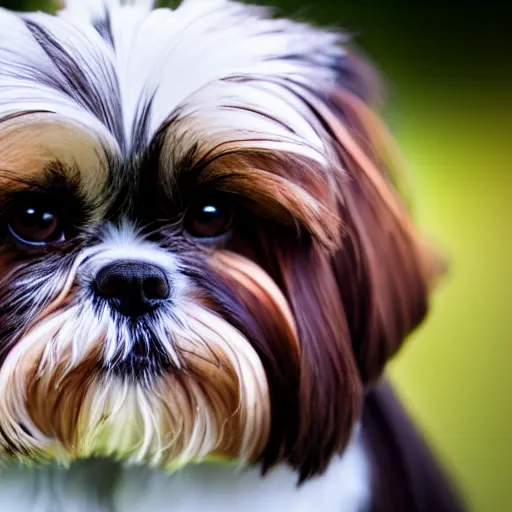 Image similar to shih tzu with all dark brown fur, photography, 8 k, macro lens