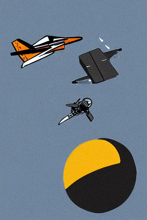 Image similar to basic digital drawing in photoshop of simple astronaut driving a flying speeder