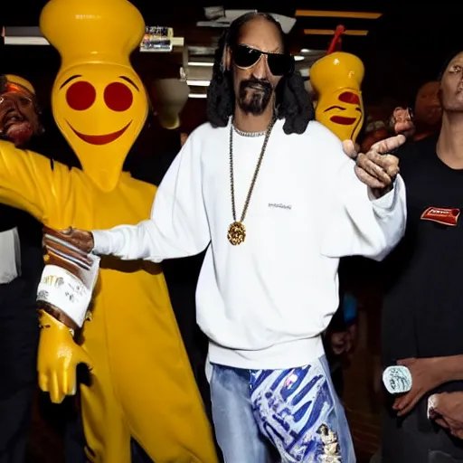 Image similar to snoop dogg visits burger king and starts a fight